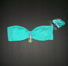NWT Victoria Secret S Beaded Aqua Reef Bandeau Swimsuit Bikini Top