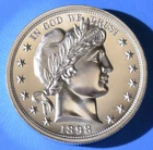 BARBER HALF DOLLAR TRIBUTE 2 TROY OUNCES .999 FINE SILVER INTAGLIO MINT.
