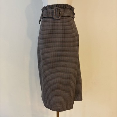 NWT VILA Houndstooth Belted Wrap Midi Skirt High Waist Slit Pockets EU 40 US M L