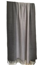 Large 28"x 80  100 Cashmere Scarf Shawl Wrap, Soft Warm, Gray/light Gray