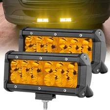 For 09-18 Dodge RAM 1500 2500 3500 Rear Bumper Mount 6.5" Amber LED Light Bars