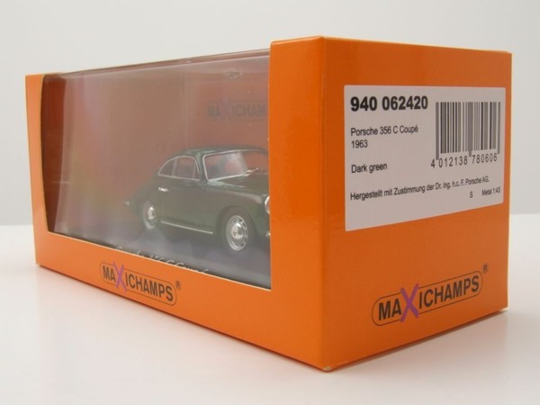 Porsche 356 C Coupe 1963 Sportwagen 1:43 DunkelgrüN Maxichamps 940062420-image