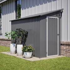 4x8FT Geräteschuppen Fundament Gerätehaus Metall Schuppen Gartenhaus Doppeltüren