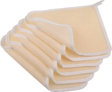 PHOGARY 6 Pack Exfoliating Wash Cloths for Body Scrub and Face Clean, Beige