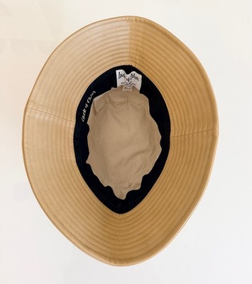 LACK of COLOR Tan Beige Faux Vegan Leather Wave Bucket Hat w 