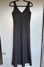 Zara midi length tank dress, V-neck V-back, black, polyester, L