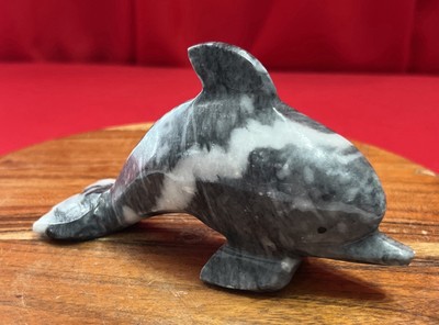 Grey/White Marble Stone Dolphin Figurine