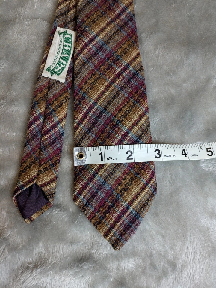 Gallo de lana a cuadros vintage de los años 70 para corbata Chaps Foto 3 de 4