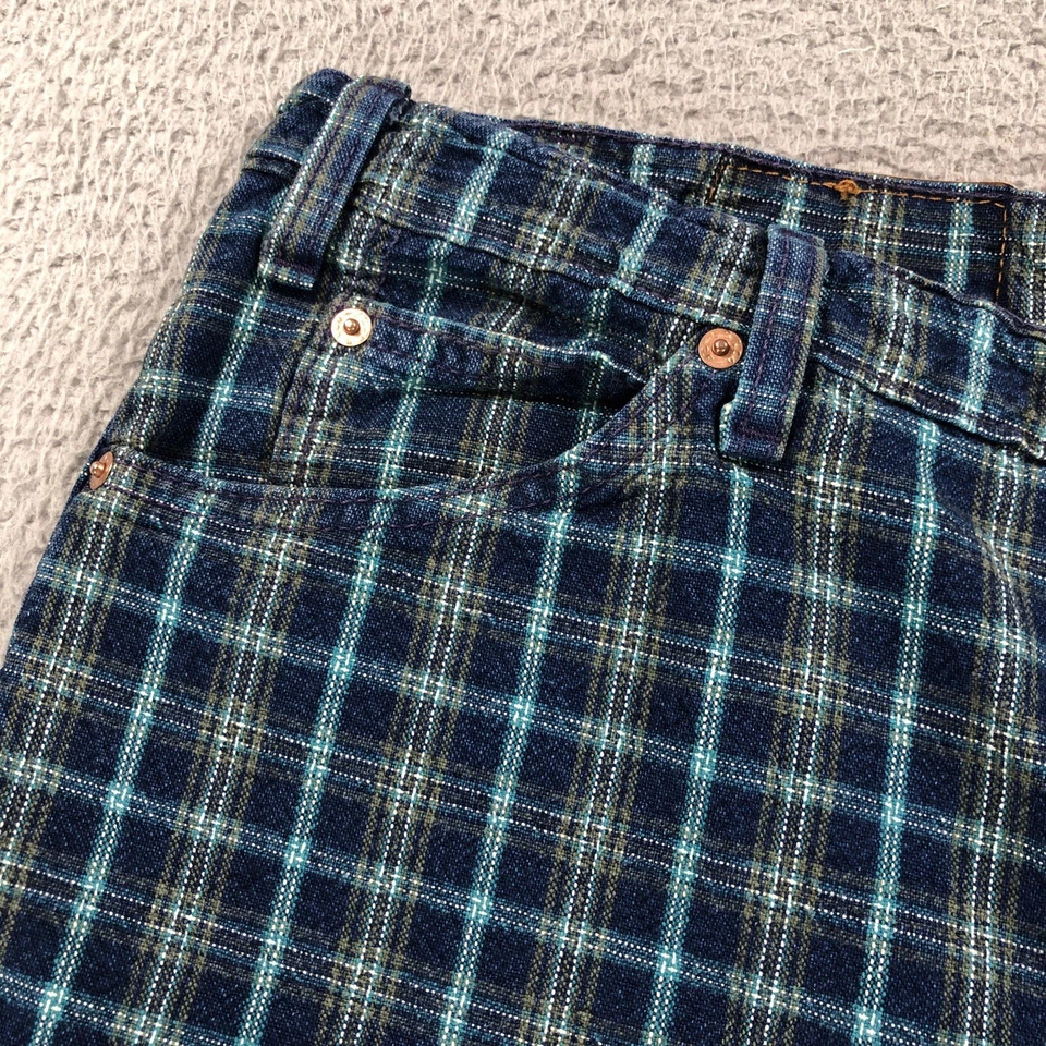 Pantalones Cortos Levis De Colección Hombres 36 Azul Cuadros Naranja Pestaña Sueltos Denim Pantalones Cortos Hechos en EE. UU. Años 90 Foto 4 de 4