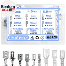 320PCS 2.8/4.8/6.3Mm Spade Wire Terminal Connectors Male and Female Crimp Speake