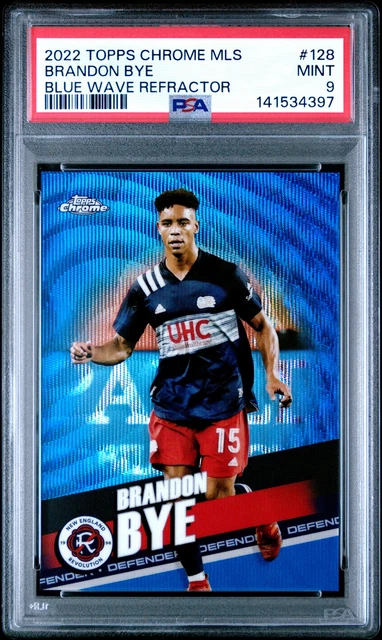 2022 Topps Chrome MLS Blue Wave Refractor #128 Brandon Bye 42/199 PSA 9