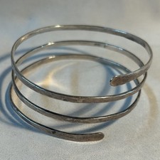 Sterling Silver Hammered Spiral Bangle Bracelet