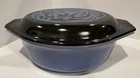 Vintage 1970 Pyrex Midnight Bloom 043  1-1/2qt Casserole Dish & Lid, Blue Black