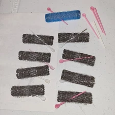 Vintage LOT of 9 BRUSH STYLE PLASTIC HAIR ROLLER CURLERS + 13 PICKS 