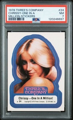 1978 THREE'S COMPANY STICKERS #24 CHRISSY - ONE IN A MILLION! PSA 7 NM POP 5