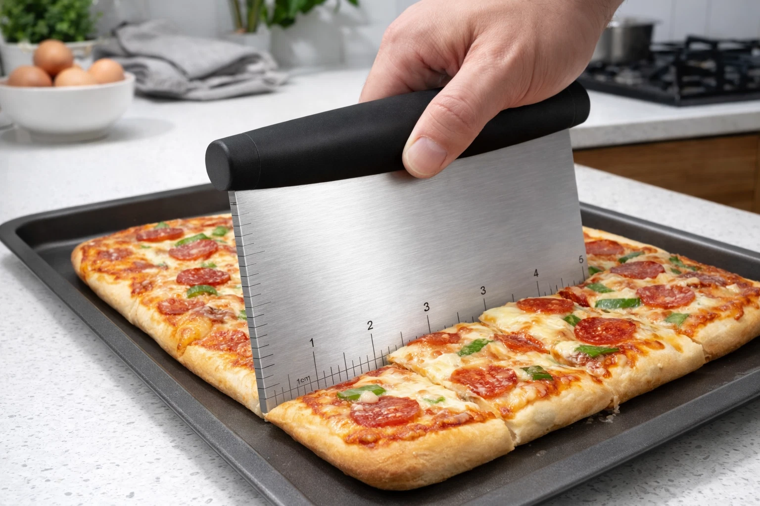 StainlessSteel Dough Scraper Cutter Pizza Chopper Kitchen Knife Cake Cutter Tool
Opens in a new wind