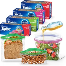 Food Storage and Sandwich Bags Variety Pack, Stay Open Design with Stand-Up Bott
