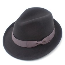 Men 's 100 Wool Fedora Trilby Hat Black Khaki Brown Gray Navy S M L XL