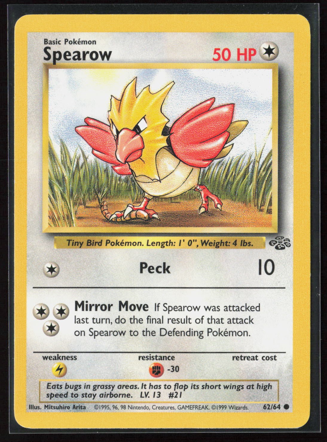 Spearow 62/64 Jungle Vintage WOTC Pokemon TCG LP