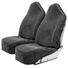 Terry Cloth Car Seat Cover 2pc Front Grey Carseat Towel Protector Gym Sweat