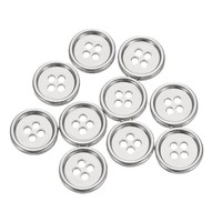 10 StüCk Metall-NäHknöPfe 15Mm 4 LöCher Runde KnöPfe FüR Kleidung Silber FüR