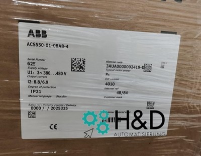 ACS550-01-08A8-4  ABB  Inverter 4,0 kW 3AUA0000002419  【New and Sealed】
