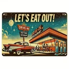 Vintage Let'S Eat Out Drive-In Diner Tin Metal Signs Home Décor Retro Fast Food