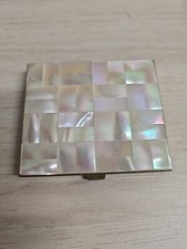 Mosaico Art Deco compacto vintage madreperla de Schildkraut compacto con espejo