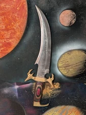 Vintage HEAVY Pakistan Chipaway Cuttlery Curved Solid Knife 16" - Surgical Steel