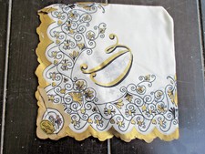 TRUE Vintage CAROL STANLEY Handkerchief  INITIAL GOLD BORDER NEW OLD STOCK 34 