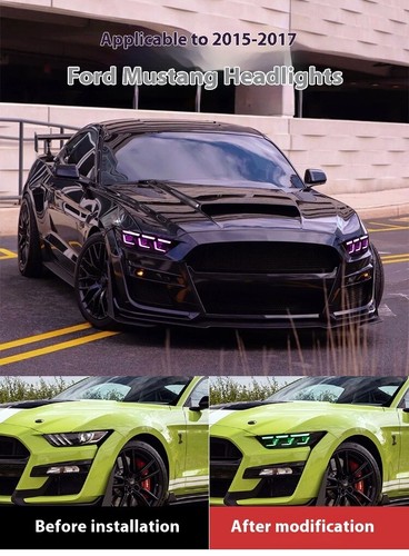 RGB LED Headlights For Ford Mustang GT/Ecoboost 2015-2017 DRL Headlamp Assembly - 第 1/15 張圖片