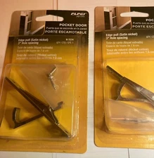 Pair of Pocket Door Edge Pull Satin Nickel 3" Hole Spacing PLPCI N7274 NEW