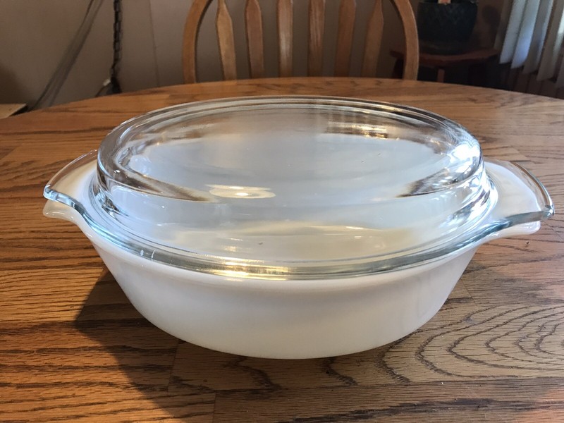 White Glass Casserole Dish With Glass Lid 