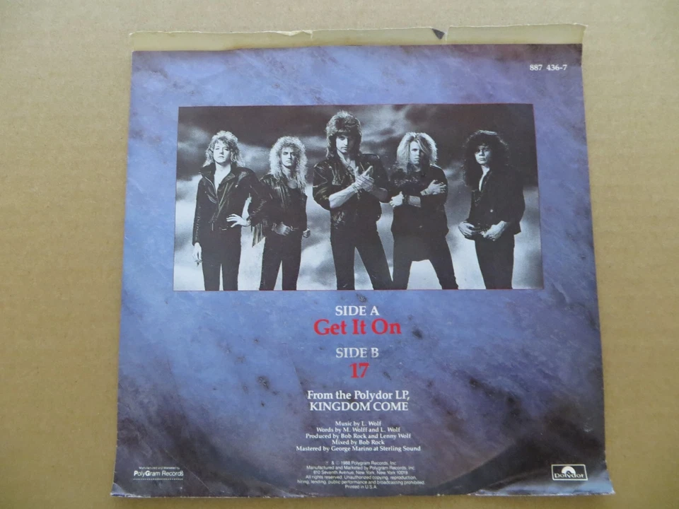 Kingdom Come – Get It On / 17 - 1988 - Polydor 887 436-7 7" Single VG+/VG - Imagem 2 de 4