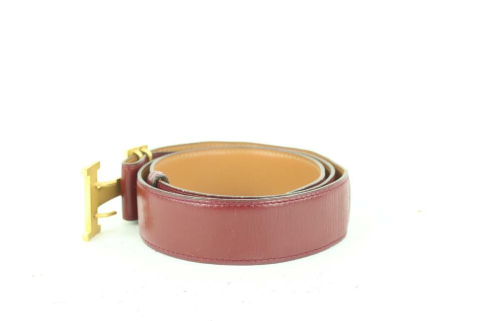 Hermès Burgundy x Brown 32mm Reversible H Logo Belt Kit 200her84