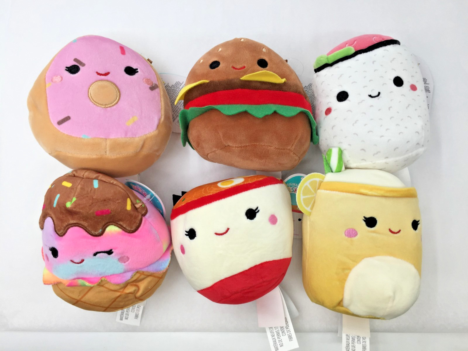 Фирменные закуски Squishmallow Kellytoy Plush Specialty 5-дюймовый NWT набор из 6 штук 5790₽