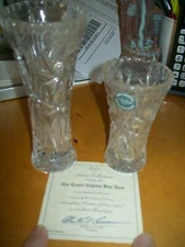 2 Vintage LENOX Crystal Star Vases 4” & 6” W/Original Card Signed Martha Curren
