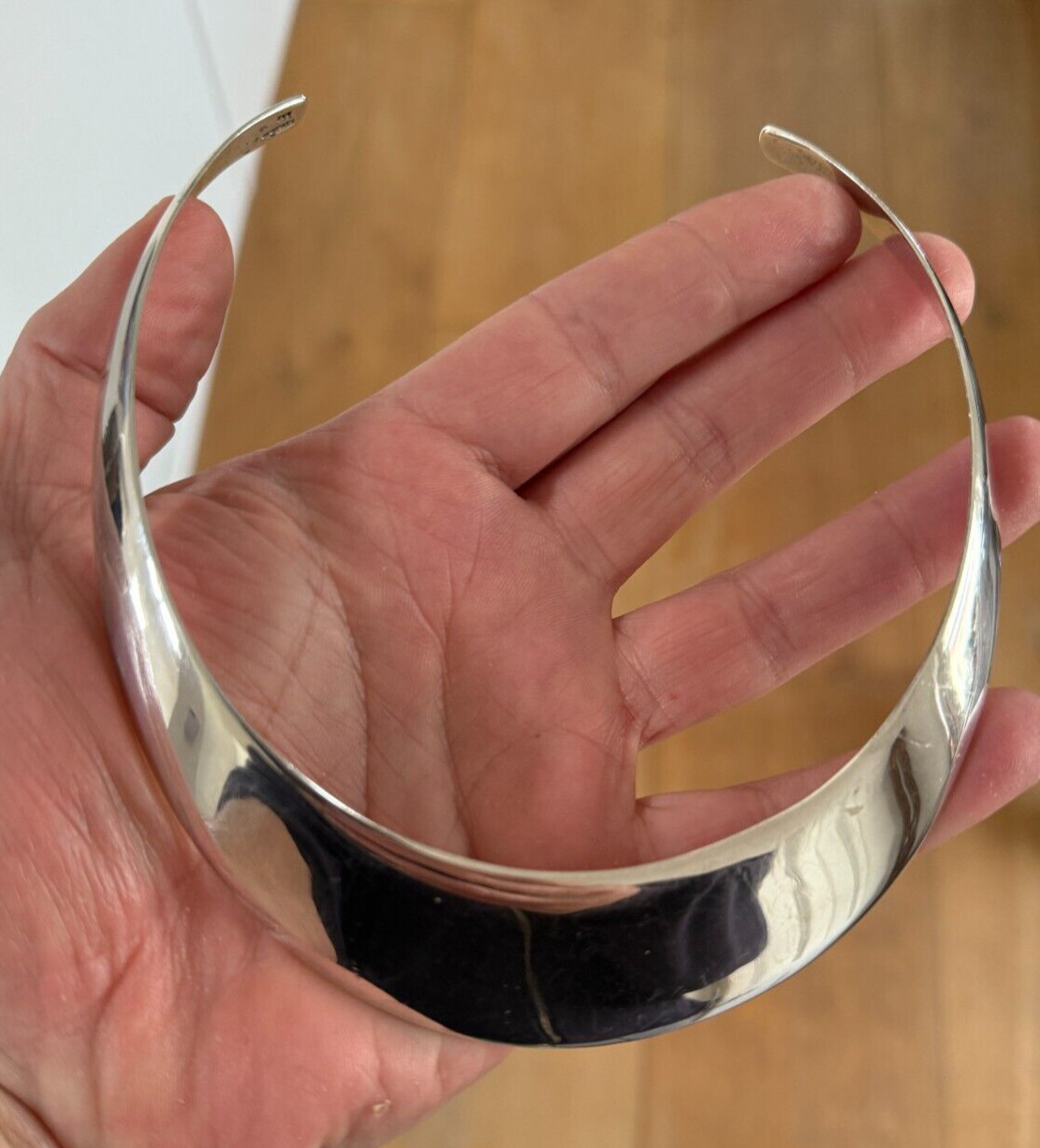 Vintage 60s Solid Silver Torque Collar Necklace 3… - image 11