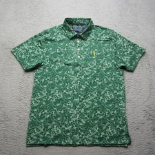 William Murray Polo Shirt Mens M Green Geometric Performance Stretch Golf