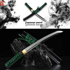20" Self-defense Green Short Sword T10 Steel Unokubitsukuri Japanese Tanto Knife