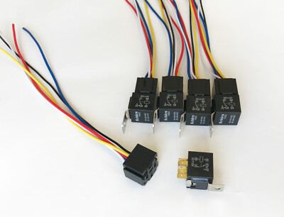 5) 12V 30/40A WATERPROOF SPDT RELAYS + 5) HEAVY DUTY INTERLOCKING 5 PIN