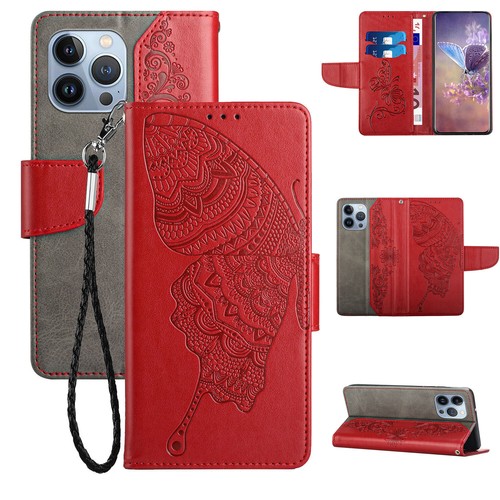 Case for iPhone 14 13 12 11 XS Pro Max XR Plus Leather Wallet Butterfly Pattern - Picture 49 of 57
