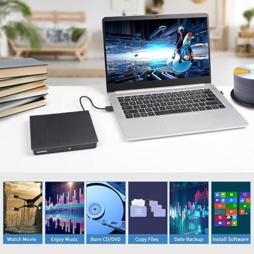 Externes DVD Laufwerk USB 3.0 Typ-C USB Tragbarer Player für Laptop CD DVD +/-RW - Bild 3 von 6