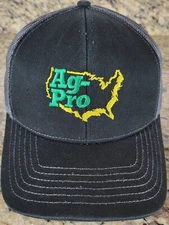 Ag-Pro Trucker Hat USA Map Logo Black Mesh Snapback Outdoor Cap Farm Supply