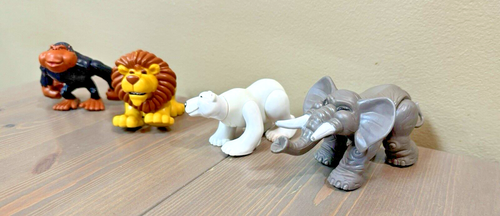 1995 Fisher Price Tierfamilien beweglicher 3 Zoll Löwe Gorilla Eisbär Elefant - Bild 4 von 9