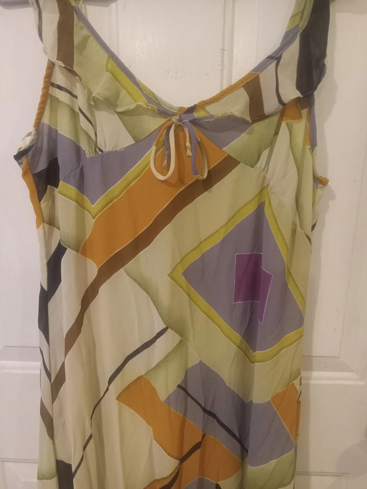 Vestido boho Millennium vintage Y2K Geométrico 2000 correa cónica grande Foto 2 de 4