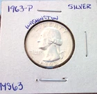 1963 PHILADELPHIA SILVER WASHINGTON QUARTER IN MINT STATE UNCIRCULATED CONDITION
