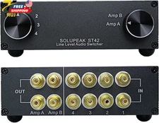 ST42 4 Way RCA Audio Switch Source Signal Input Switcher Selector Splitter Box 4