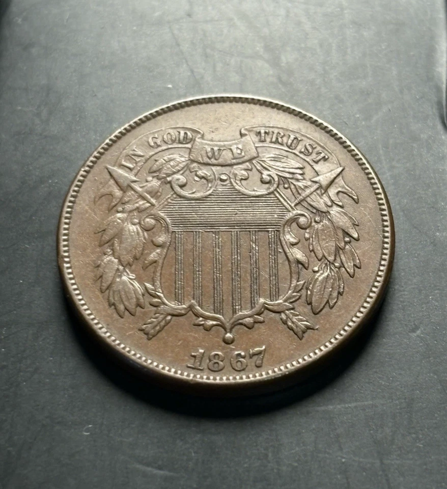 1867 Two Cent Piece 2C Ungraded Nice Details - FREE SHIPPING - Image 2 of 4