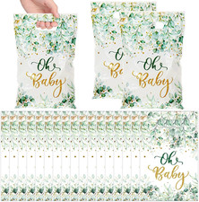 50 Pcs Baby Shower Bags Plastic Sage Green Baby Shower Party Favors Candy Goodie